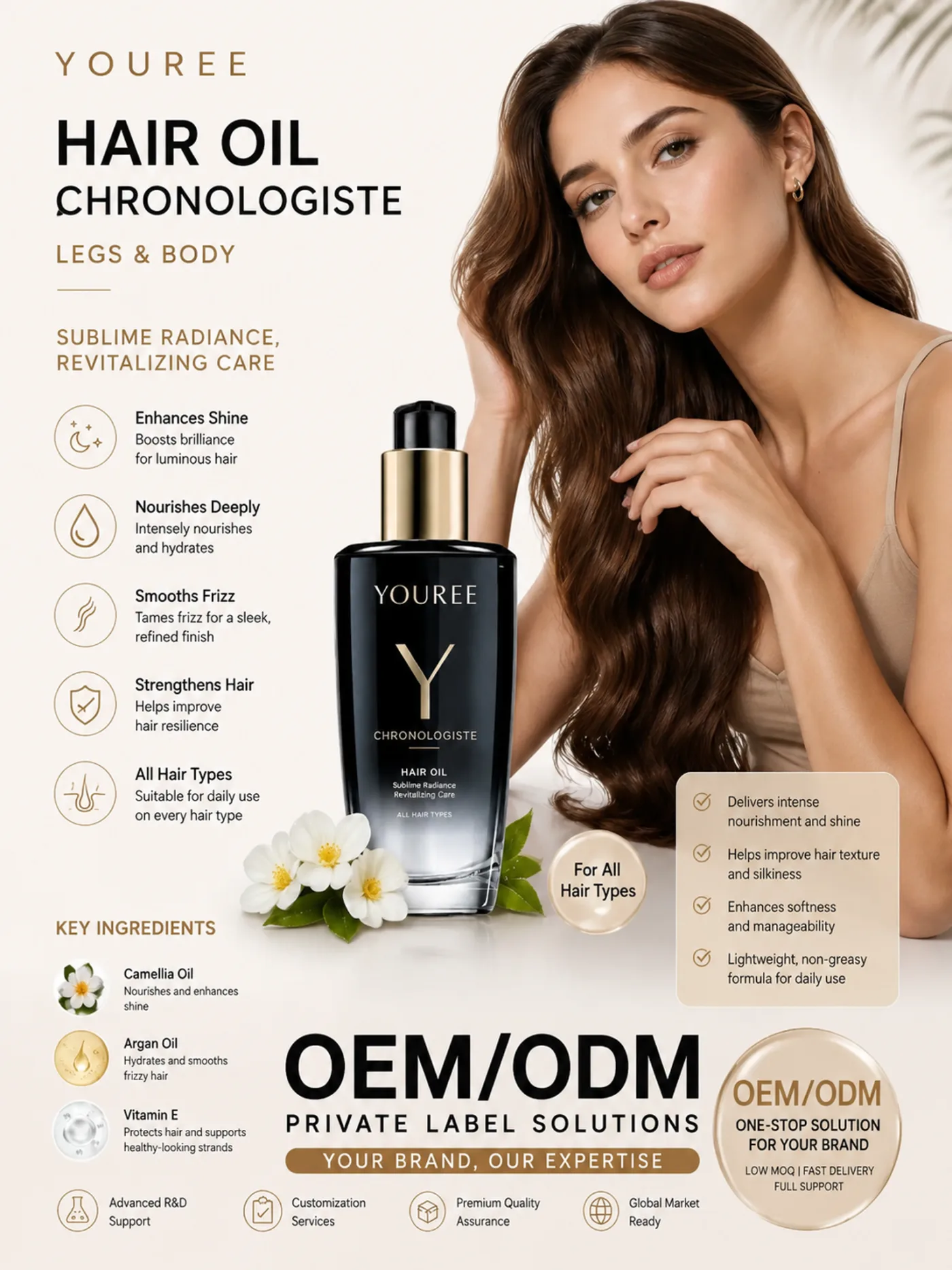 YOUREE 100ml black and gold hair oil